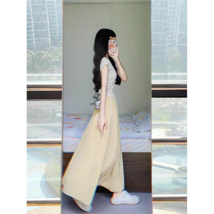 2026新款法式简约休闲长裙气质显瘦连衣裙子半身裙两件套装女夏季