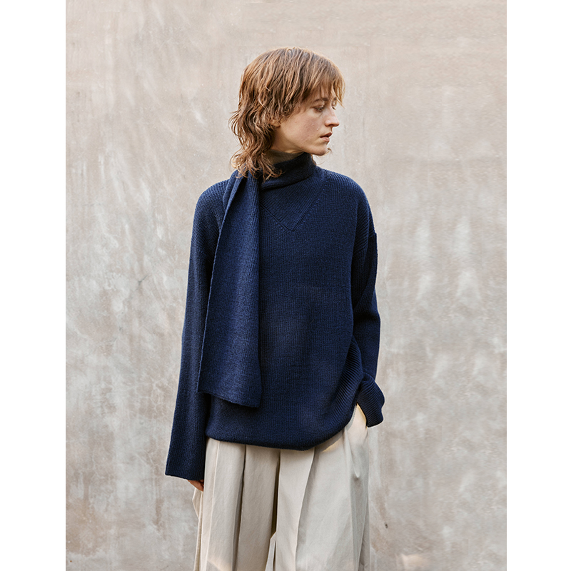 飘带极简宽松澳洲进口羊毛针织