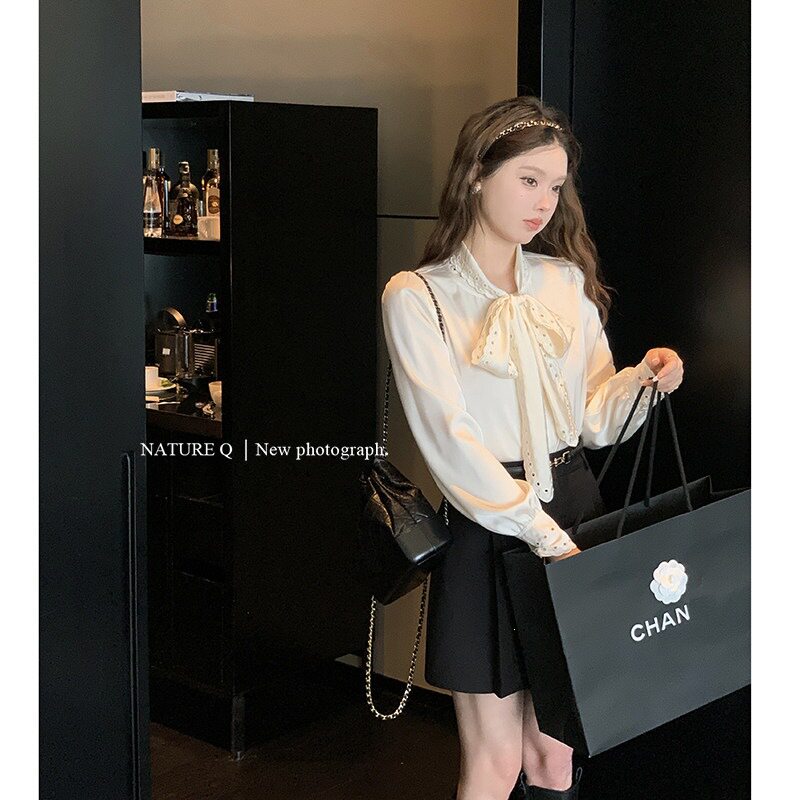 法式黑色高腰显瘦百褶半身裙