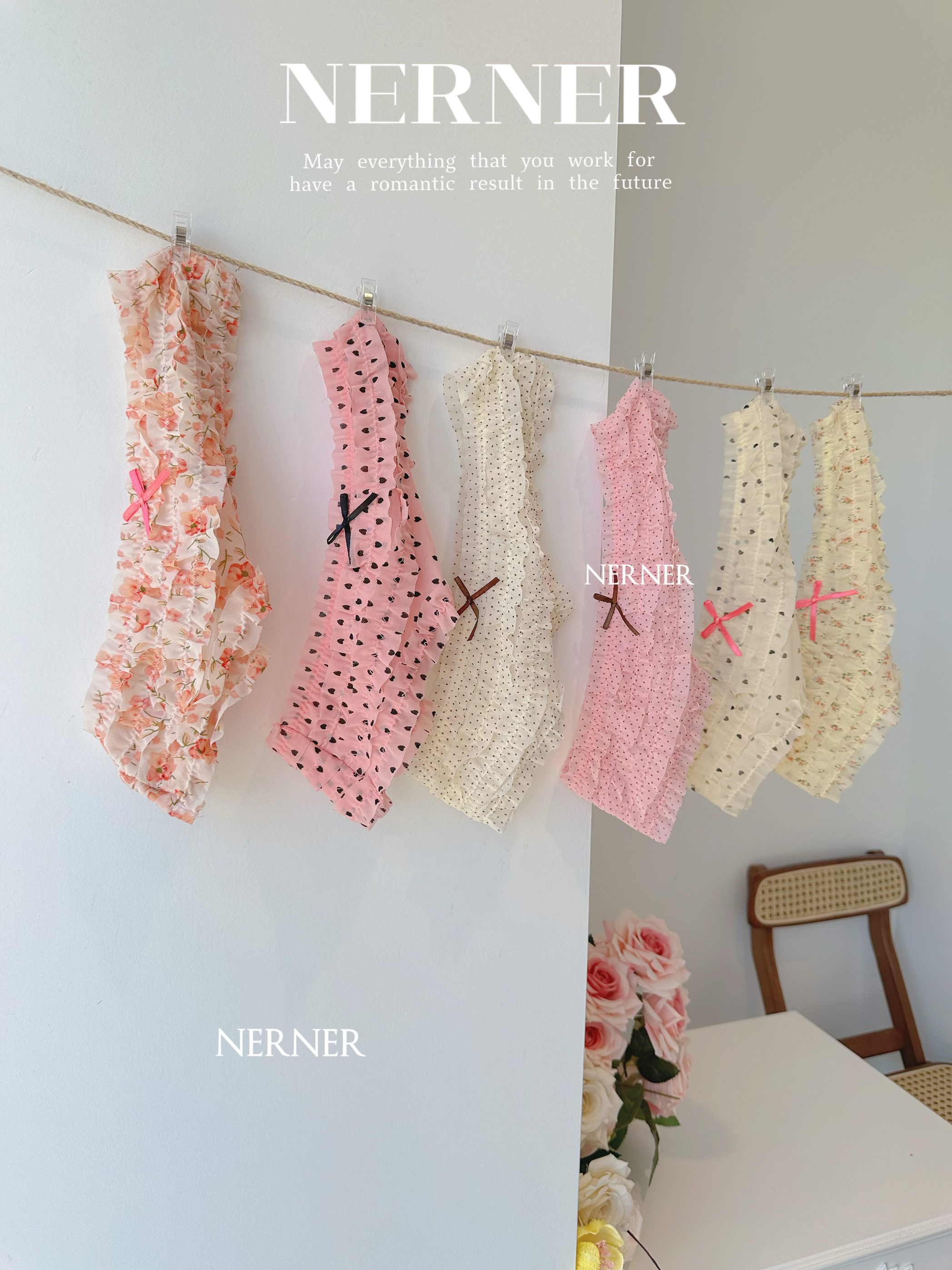 NER层层奶酥 日系超甜美蕾丝网纱女士低腰纯欲性感新款纯棉内裤