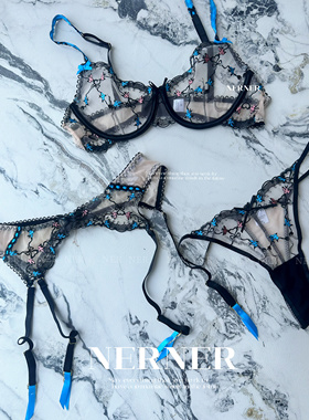 Ner飞鸟世界* 独特高级感刺绣内衣性感网纱文胸套装