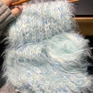 围巾毛线手工diy渐变灰羽手织围脖编织材料包创意礼物冬季送女友