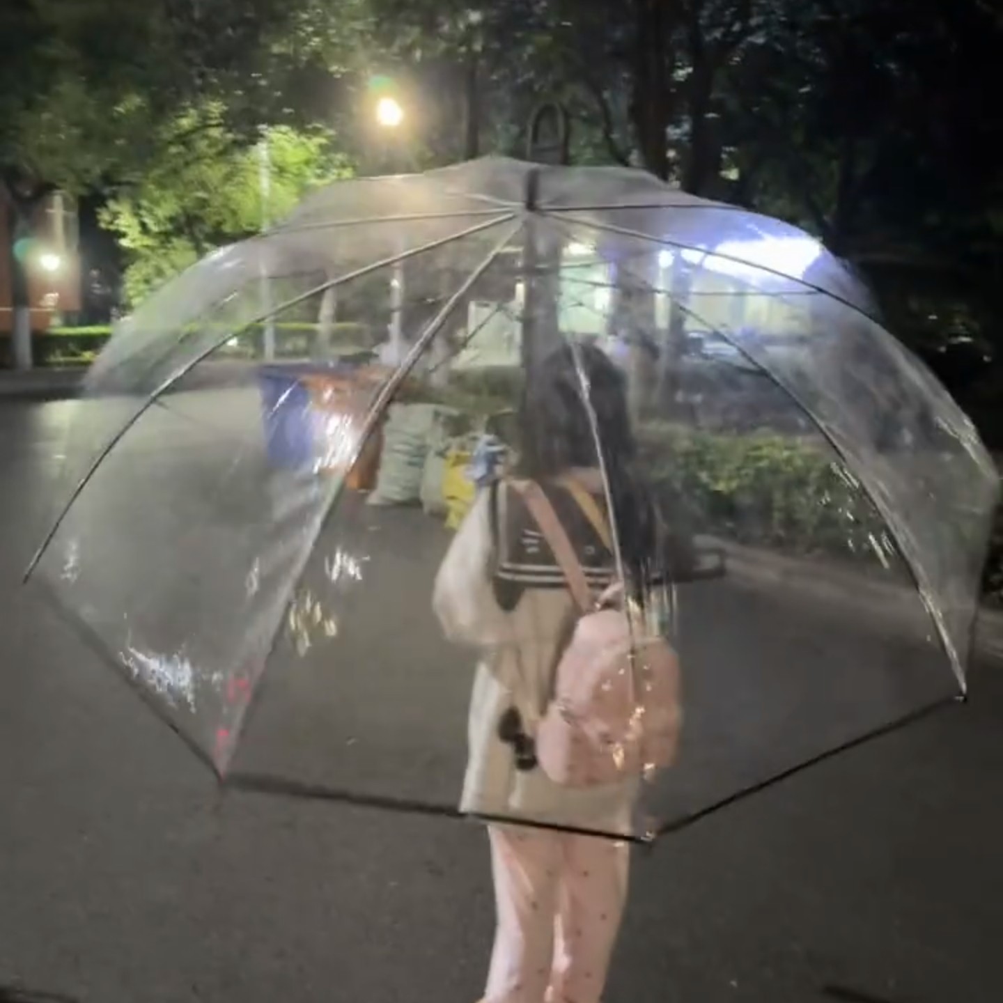 透明长柄双人自动防风便携雨伞图片