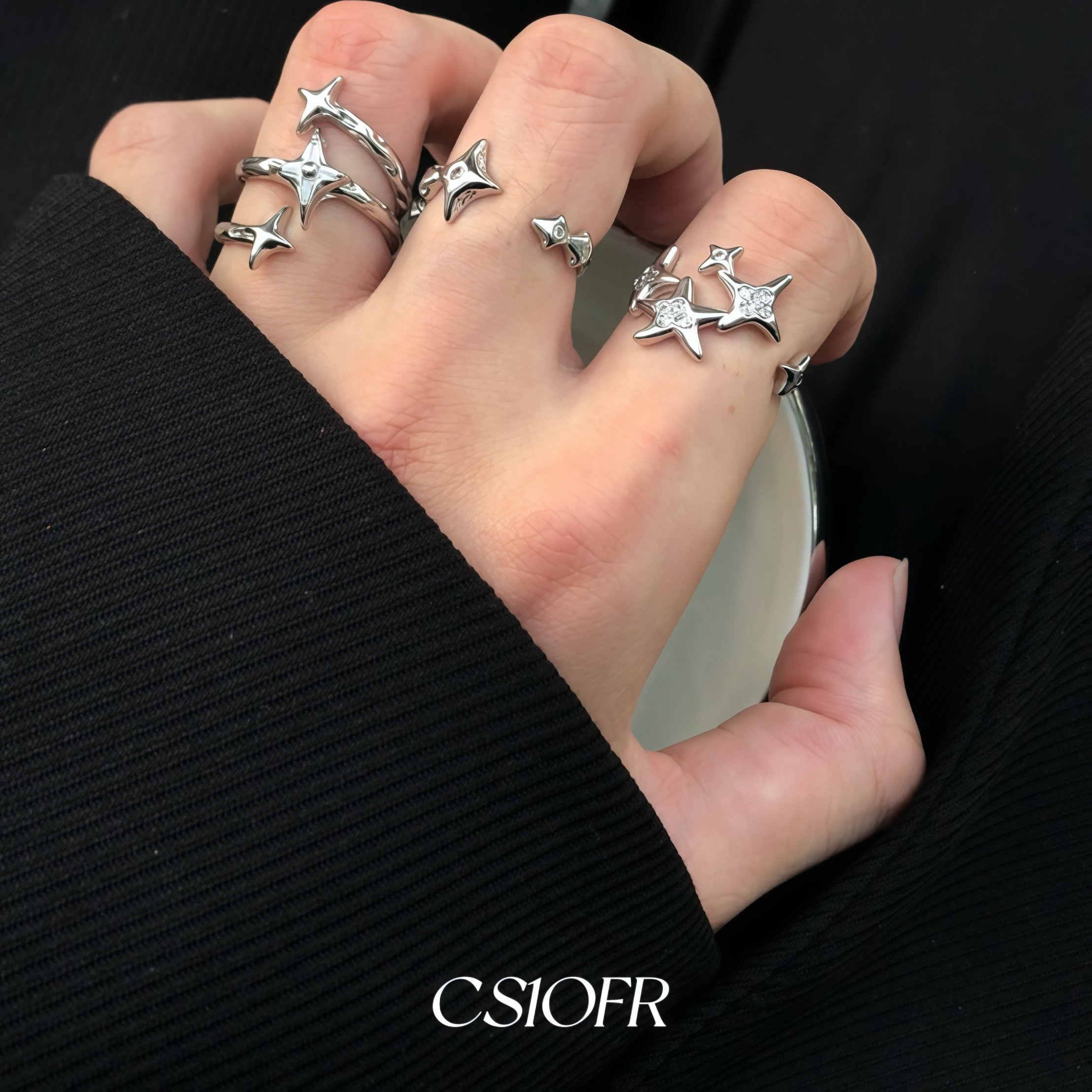 白月光星芒简约风戒指男女潮清冷