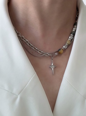 水墨风钛钢项链男女男女小众设计