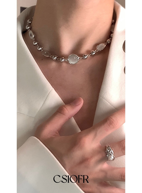 CS1OFR猫眼石项链白月光元素男女小众设计轻奢气质配饰锁骨链饰品