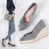 小香风高跟鞋 女坡跟厚底2020年秋季 新款 法式 百搭名媛少女尖头单鞋