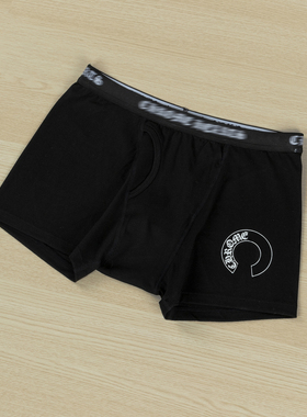 ERD CRAZY 黑色-基础160克重弹力平角裤罗纹织带爱心马蹄内裤男潮