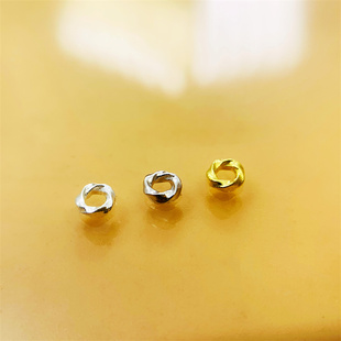 999足银莫比乌斯小盘缠配件麻花银圈隔片散珠DIY编绳手链串珠材料