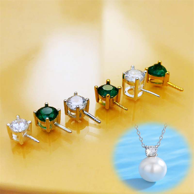 DIY925银珍珠吊坠空托配件半成品