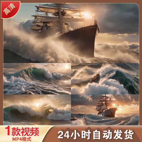 大海浪帆船乘风破浪扬帆远航新征程远洋航行壮观4K高清视频素材