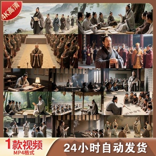 高清孔孟之道传道授业解惑国学经典教学课堂场景传统文化视频素材