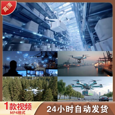 无人机物流运输空运eVTOL电力巡LED舞台背景视频剪辑素材