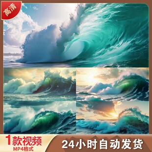 巨浪滔天波涛汹涌激流勇进乘风破浪慢动作升格特效4K高清视频素材