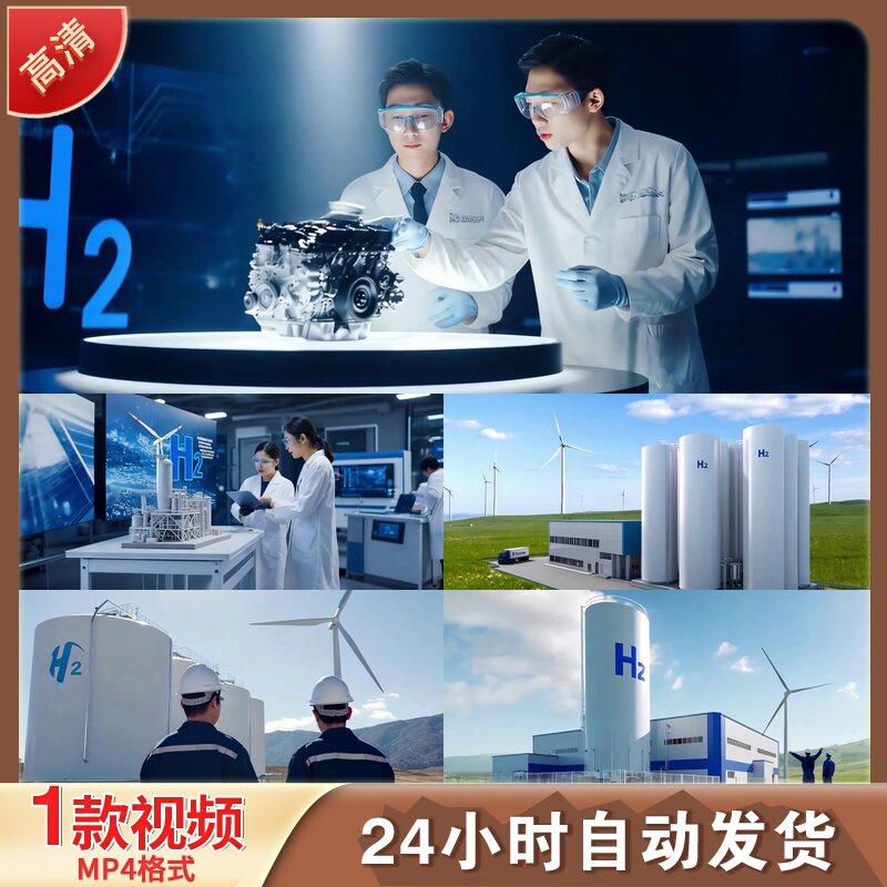 高清氢能化工厂未来能源清洁可持续发展H2燃料电池风力环视频素材