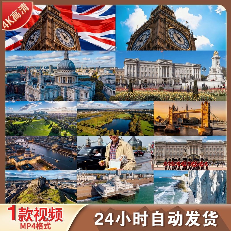 高清英国伦敦大本钟泰晤士河伦敦眼塔桥白金汉宫街景建筑视频素材