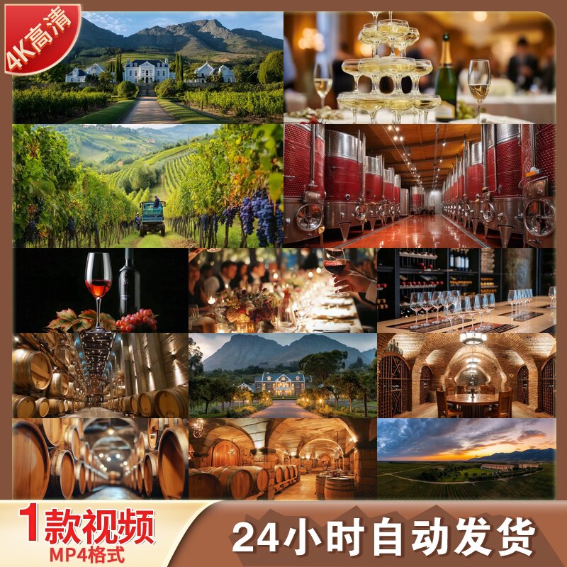 高清红酒庄园酒窖香槟酒会葡萄酒酿造酿酒发酵酒桶橡木桶视频素材