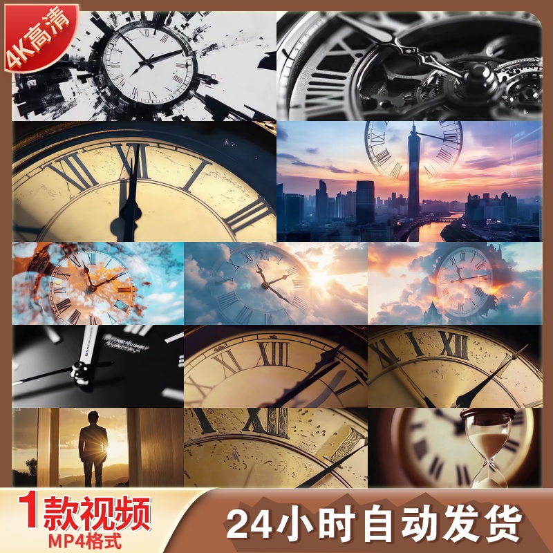 高清时间艺术时钟流逝时光飞逝创意背景影视剪辑专用高清视频素材