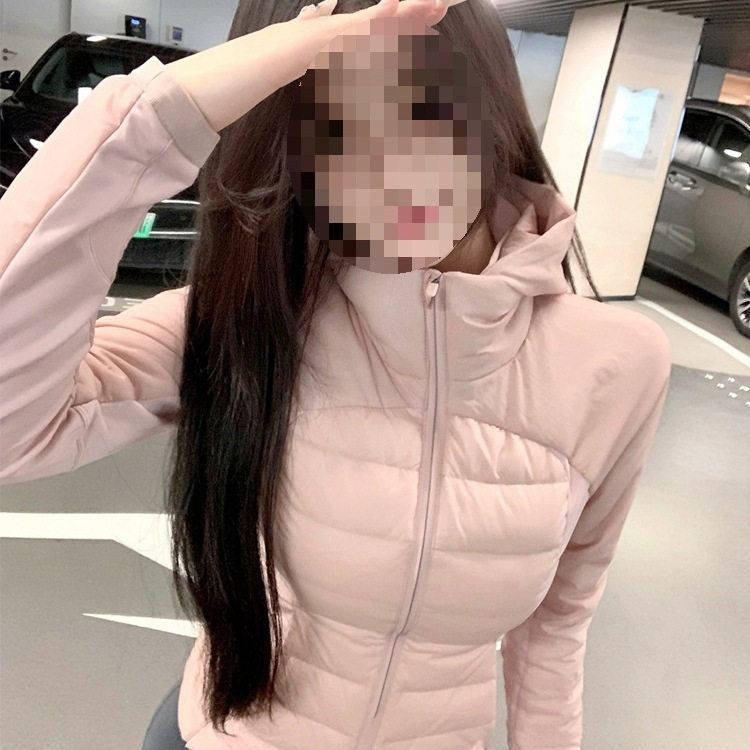 2025新款lulu羽绒服女冬季90白鸭绒短款轻薄收腰瑜伽运动健身外套