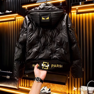 欧货连帽羽绒服男款高端轻奢90白鸭绒加厚防寒外套男装2026秋冬季