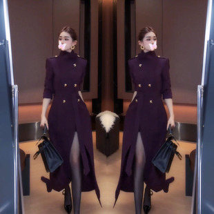 2025网红爆款风衣外套女秋冬新款高级感收腰显瘦双排扣中长款大衣