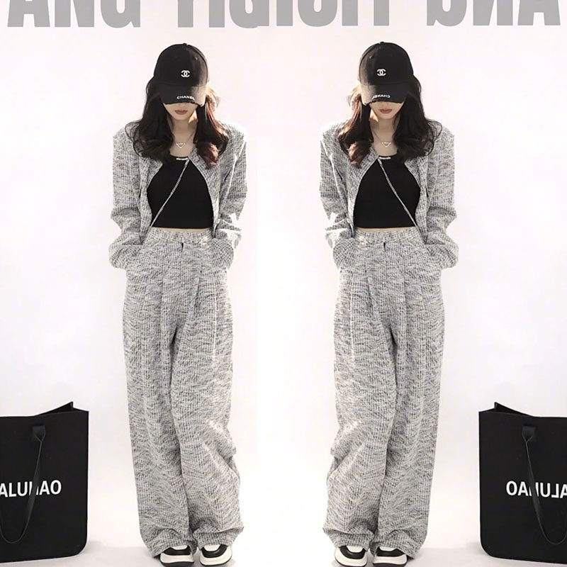 春季穿搭一整套灰色套装女盐系炸街时尚休闲运动短外套长裤两件套,女装/女士精品,礼服/晚装,淘宝优惠券,粉丝福利购,淘宝优惠卷