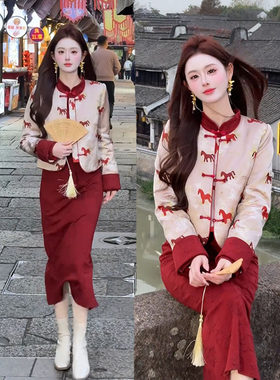 立领盘扣刺绣拼接两面穿百搭棉服