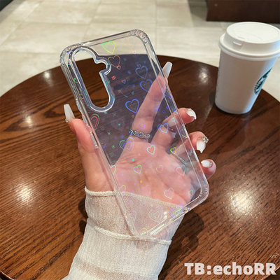 适用于三星手机壳透明镭射爱心