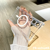 透明 四角气囊 S25 适用于三星S25Ultra手机壳 S24Plus 磁吸圈 S24 S23FE 带镜头膜 简约 全包防摔保护套