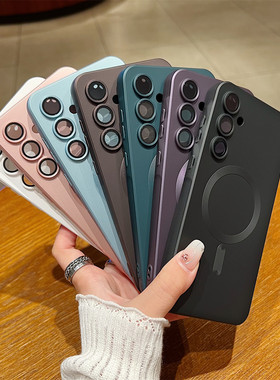 适用于三星手机壳磁吸磨砂金属漆
