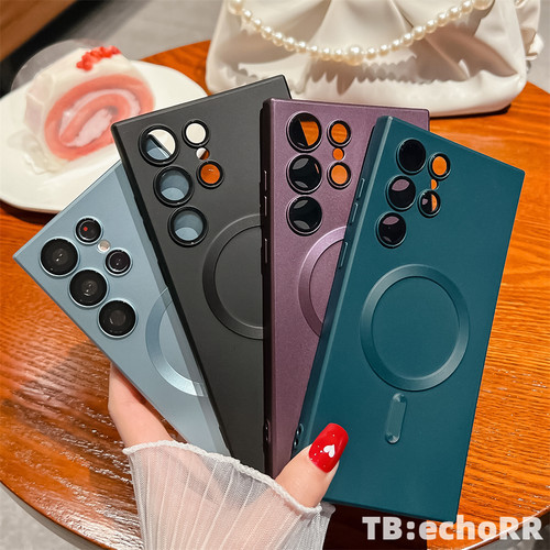 适用于三星S23手机壳金属漆磁吸