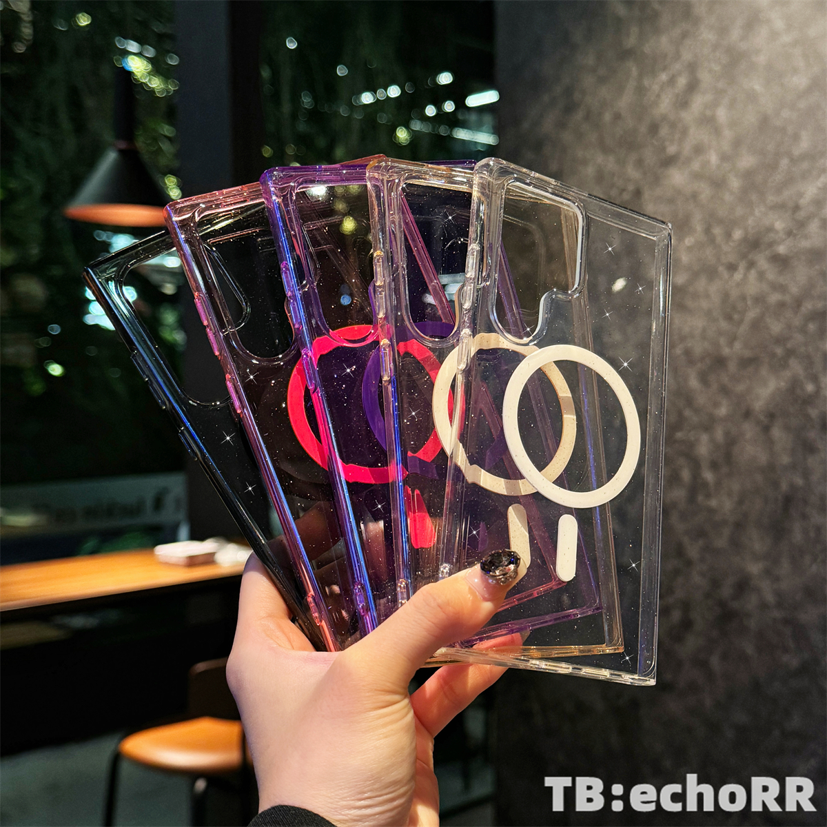 适用于三星S25Ultra手机壳 闪粉 硬底 磁吸圈 透明 S24Plus S24Ultra S23 S22 气囊 防摔 全包 保护套