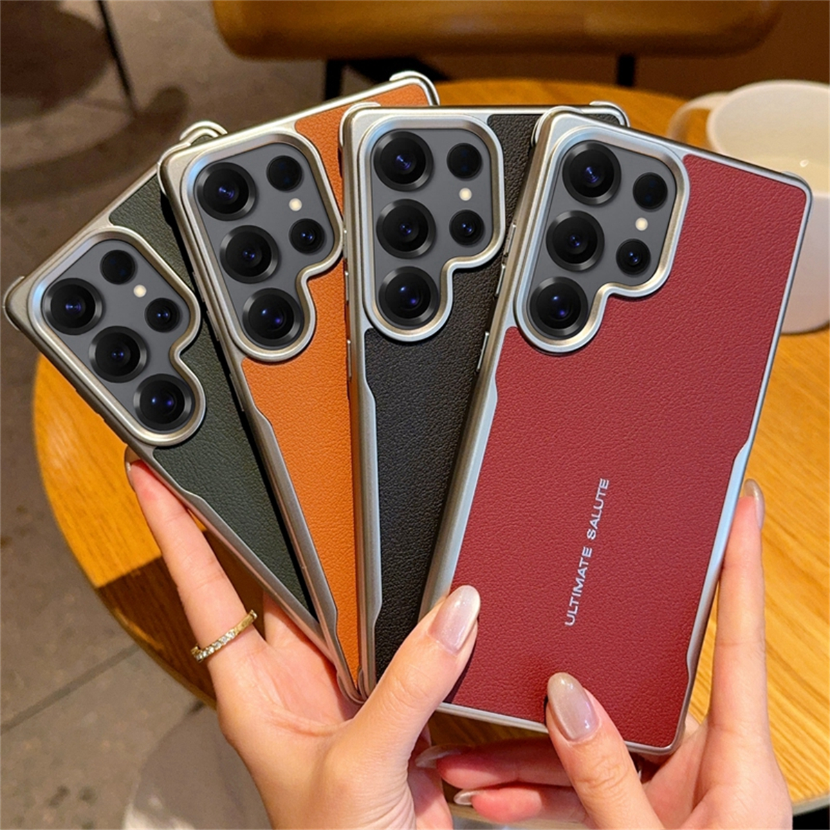 适用于三星S25手机壳磁吸皮纹