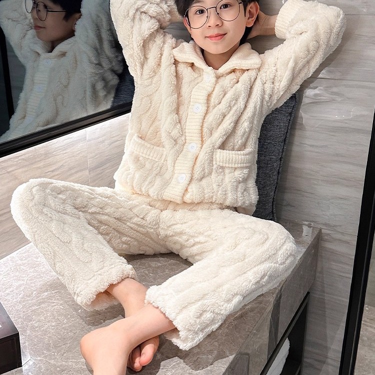 韩国男童法兰绒睡衣套装