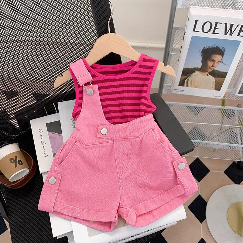 法国BADNUT女童背带裤套装2025新款儿童夏日多巴胺小童两件套