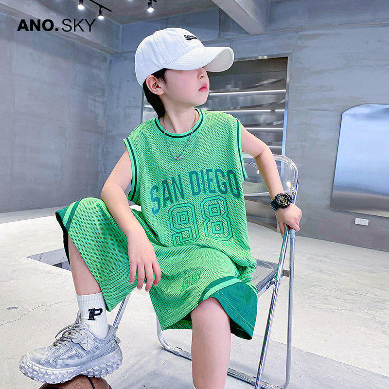 韩国AS品牌正品男童夏装速干运动篮球服背心套装2026新款儿童衣服