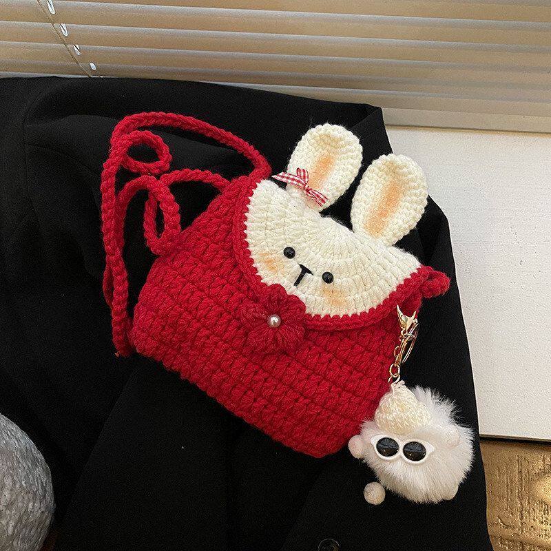 包包针织超火小众迷你新款斜挎包2026零钱包卡通少女精致百搭可爱
