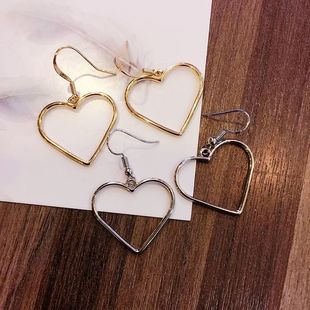 简单爱心金色银色萌妹子无耳洞耳夹式 耳坠女简约清新耳饰韩国耳环