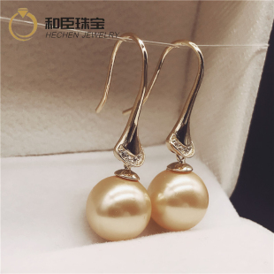 天然淡水珍珠粉耳坠10 11mm珍珠耳钩925纯银裙摆珍珠耳环正圆强光