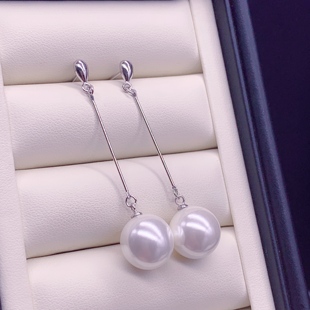 白娘子款 耳坠 送女友生日礼物 长款 925纯银饰品珍珠耳环