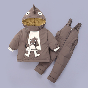 宝宝儿童羽绒服套装女童背带裤冬装两件套新款婴幼儿加厚洋气外套