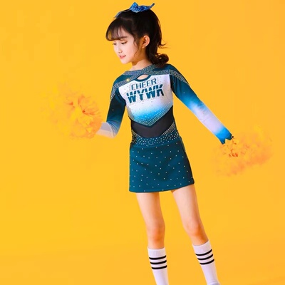 儿童啦啦操演出服长袖女童拉拉队比赛服中小学生运动会团体操服装