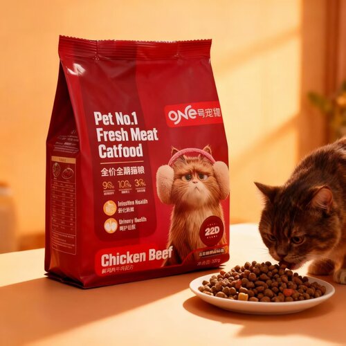 1号宠物全价全期猫粮300g鲜鸡肉牛肉配方成猫幼猫粮通用型