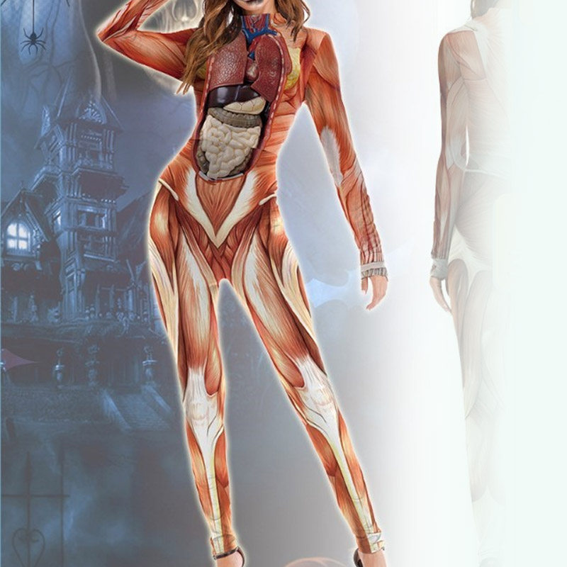 人体全身肌肉衣服连体衣连身衣来图定制上衣健身经络3d印花紧身衣