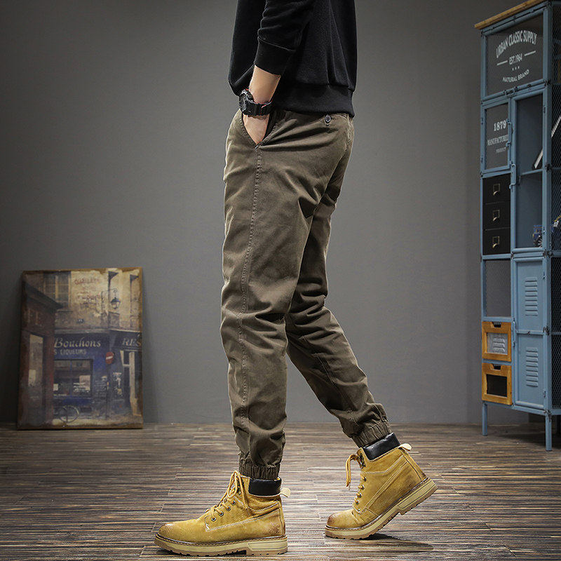 冬季加绒2025新款束脚工装裤男痞帅男款休闲裤秋冬修身小脚长裤子