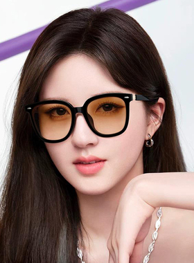 复古茶色大框墨镜高级感方形木纹