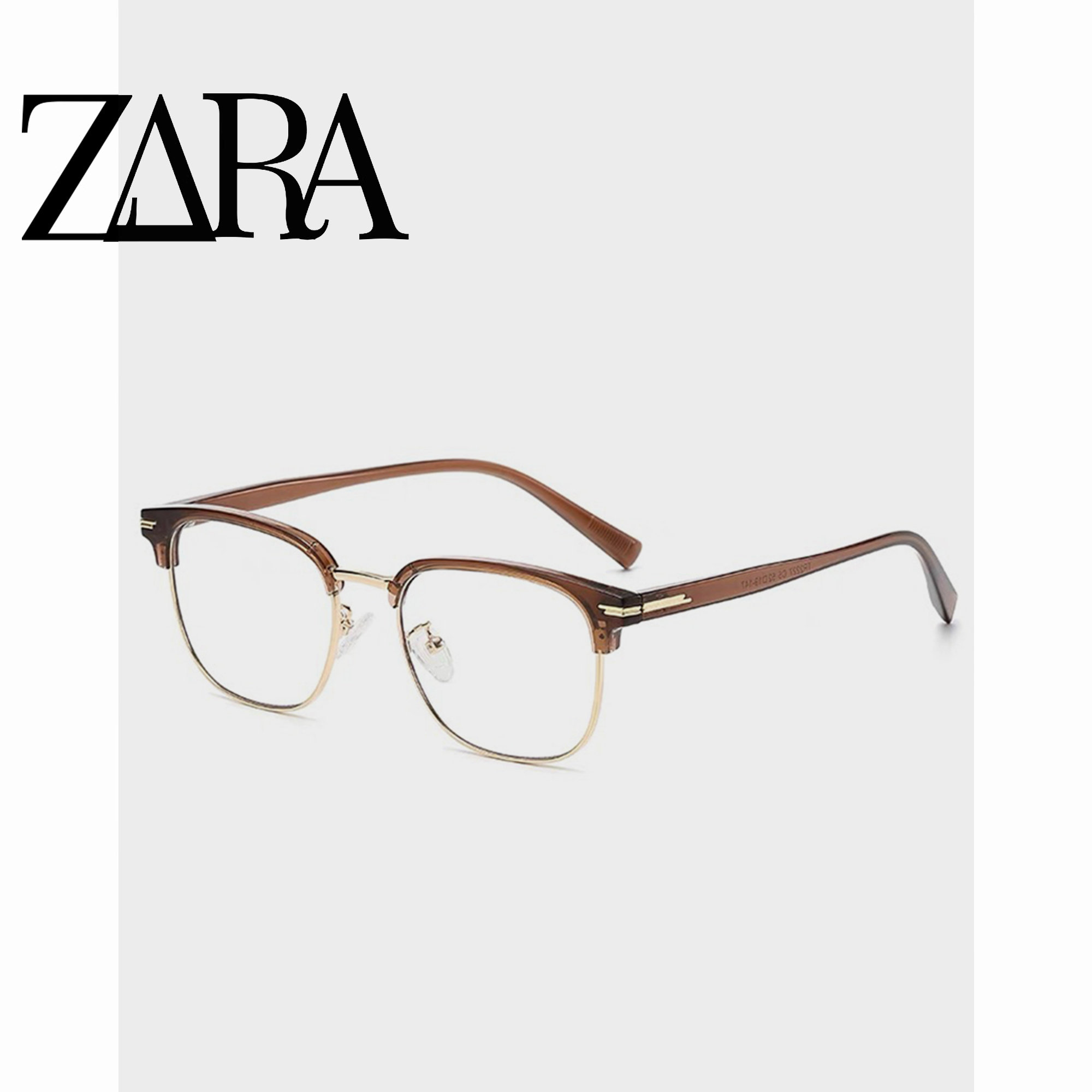 复古冷茶色半框眼镜近视男女同款大框可配有度数大脸显瘦眼睛框架