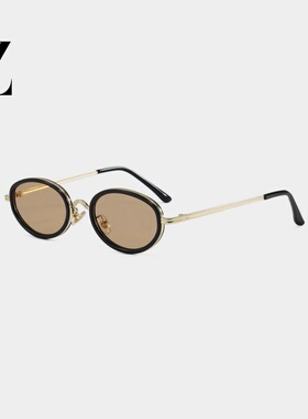 复古老钱风玳瑁椭圆框墨镜女款高级感2026年新款小脸茶色太阳眼镜