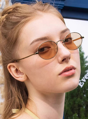 椭圆形复古金边茶色墨镜女2025新高级感书呆子复古太阳眼镜显脸小