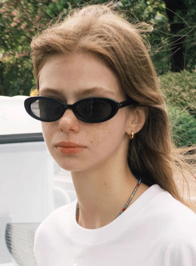 超轻小框椭圆黑猫眼墨镜女欧美